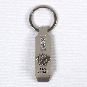 Las Vegas Keychain Poker‎ Cards Rhinestones Bottle Opener Souvenir Gift